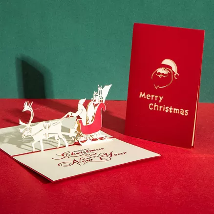 3D Pop Up Christmas Greeting Card (Santa & Reindeer) - gogoalshop