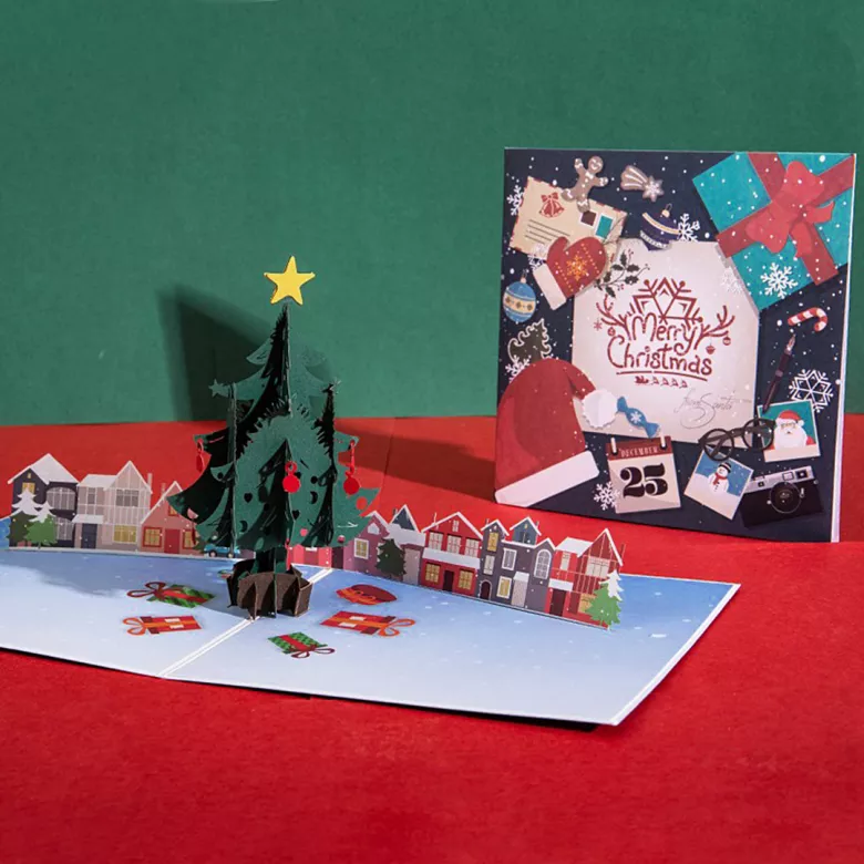 3D Pop Up Christmas Greeting Card (Christmas Village) - gogoalshop