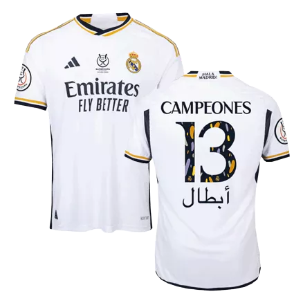 CAMPEONES #13 Real Madrid Campeones Supercopa Home Authentic Soccer Jersey 2023/24 - gogoalshop