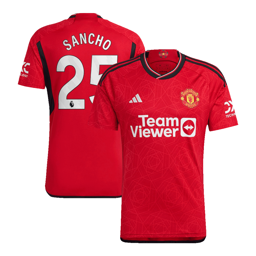 SANCHO #25 Manchester United Home Soccer Jersey 2023/24 - gogoalshop