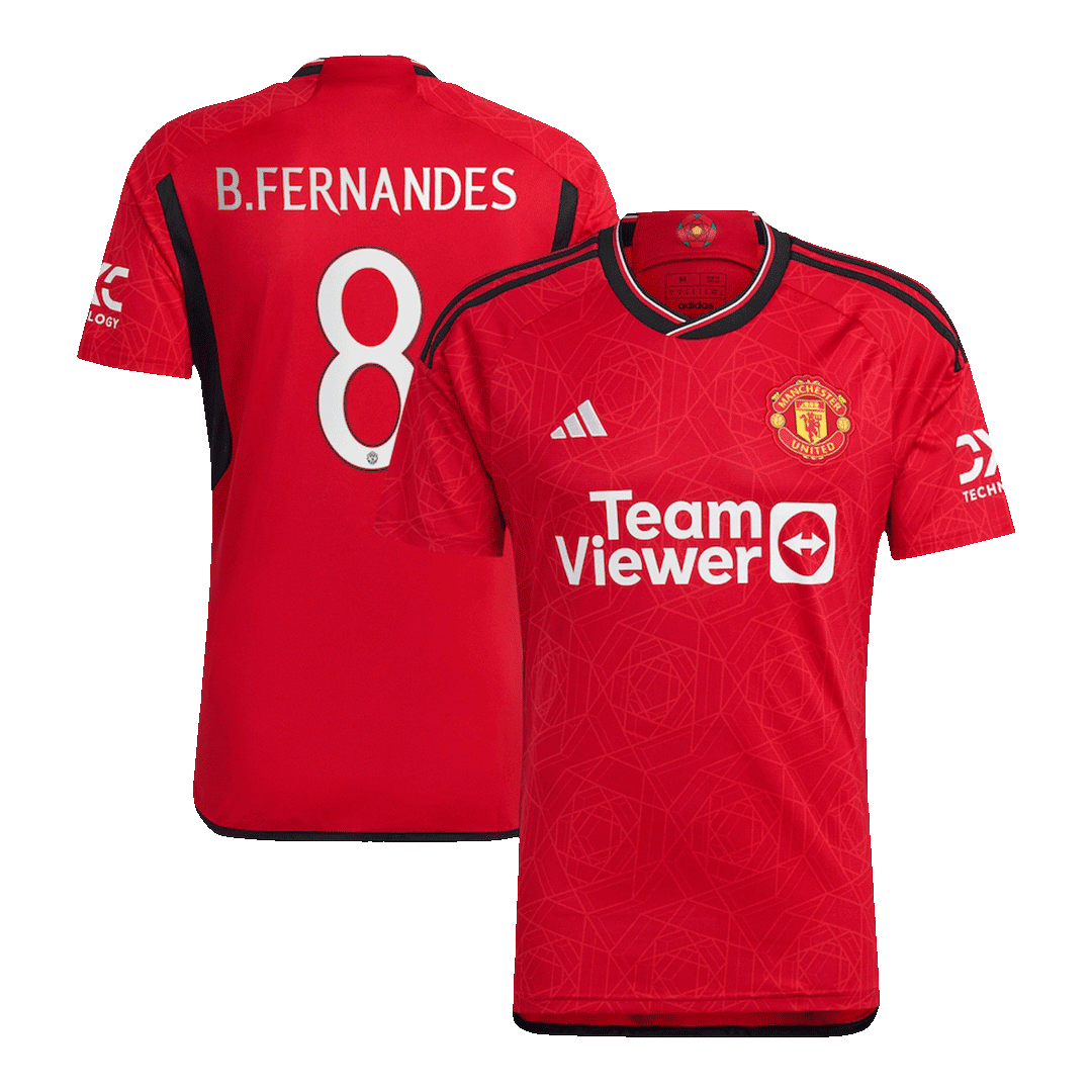 B.FERNANDES #8 Manchester United Home Soccer Jersey 2023/24 -UCL - gogoalshop