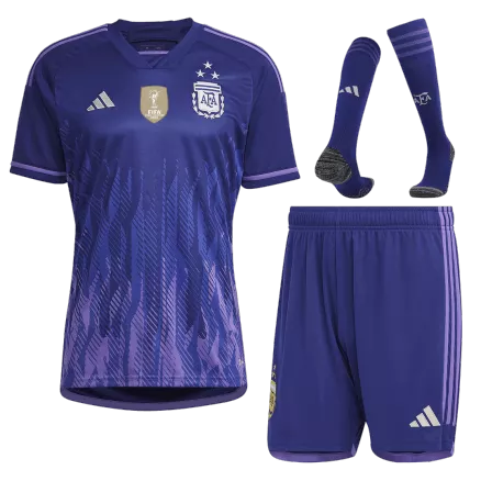 Argentina Away World Cup Jerseys Full Kit 2022 - Three Stars - gogoalshop