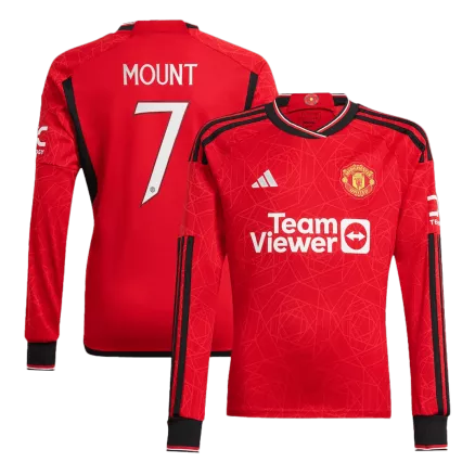MOUNT #7 Manchester United Home Long Sleeve Soccer Jersey 2023/24 - gogoalshop