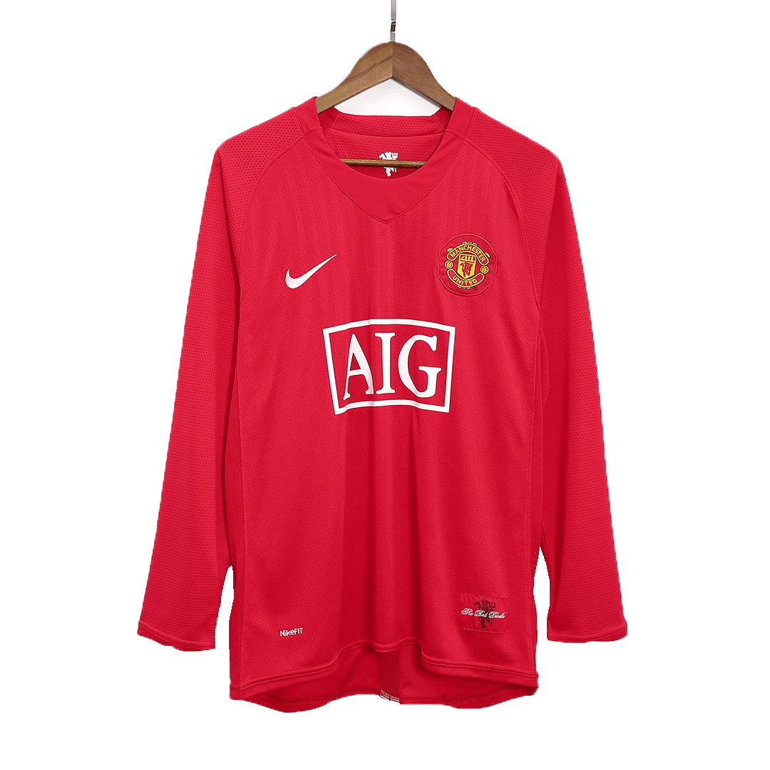Retro Soccer Jersey Manchester United Home Long Sleeve 2007/08 - gogoalshop