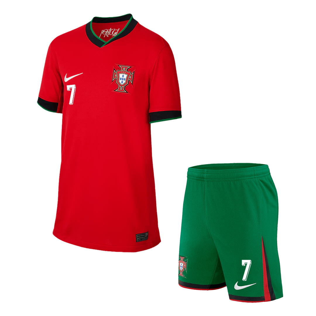 RONALDO 7 Portugal Home Kids Soccer Jerseys Kit EURO 2024 Gogoalshop