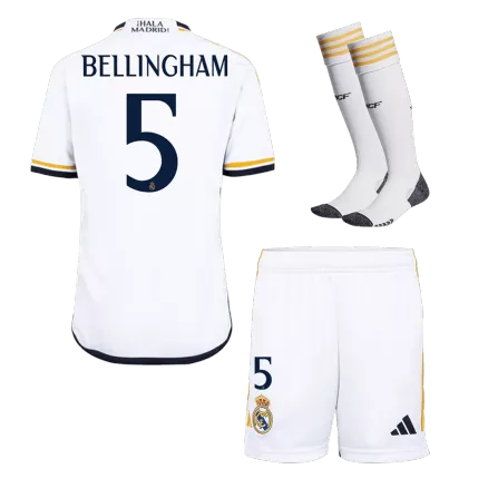 BELLINGHAM #5 Real Madrid Home Kids Soccer Jerseys Full Kit 2023/24 - gogoalshop