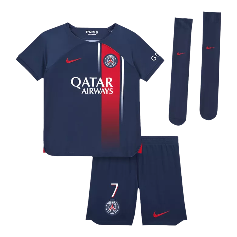 MBAPPÉ #7 PSG Home Kids Soccer Jerseys Full Kit 2023/24 - gogoalshop