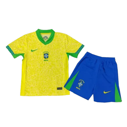 Brazil Home Kids Soccer Jerseys Kit Copa America 2024 - gogoalshop