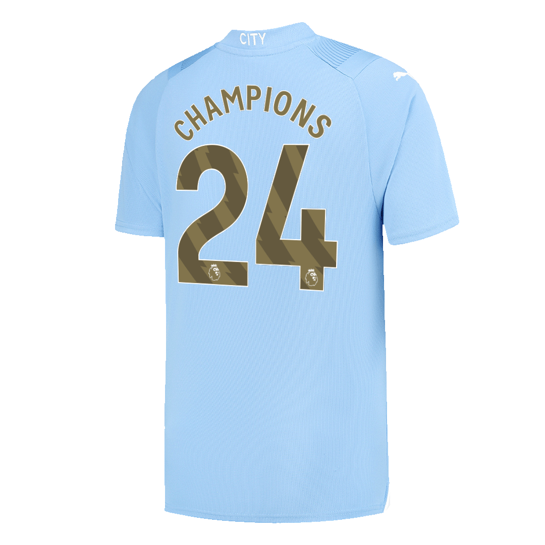 CHAMPIONS #24 Manchester City Home Soccer Jersey 2023/24 - gogoalshop
