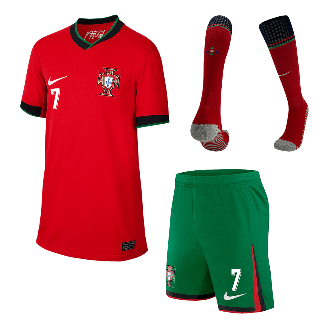 RONALDO #7 Portugal Home Kids Soccer Jerseys Full Kit EURO - gogoalshop