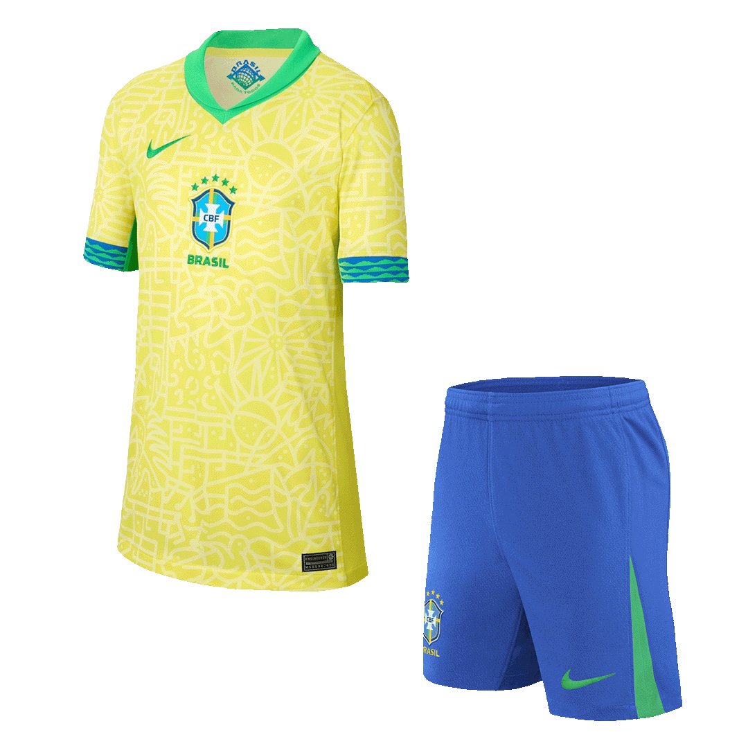 Brazil Home Kids Soccer Jerseys Kit Copa America - gogoalshop