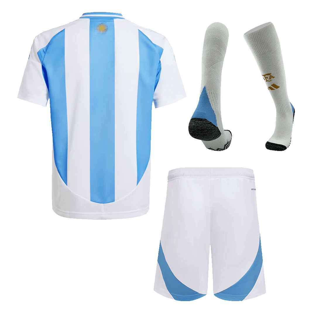 Argentina Home Kids Soccer Jerseys Full Kit Copa America - gogoalshop