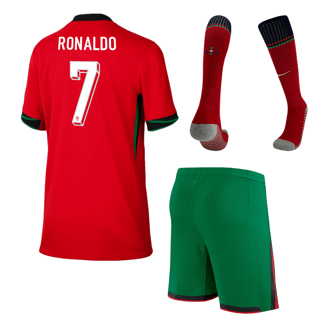 RONALDO #7 Portugal Home Kids Soccer Jerseys Full Kit EURO - gogoalshop