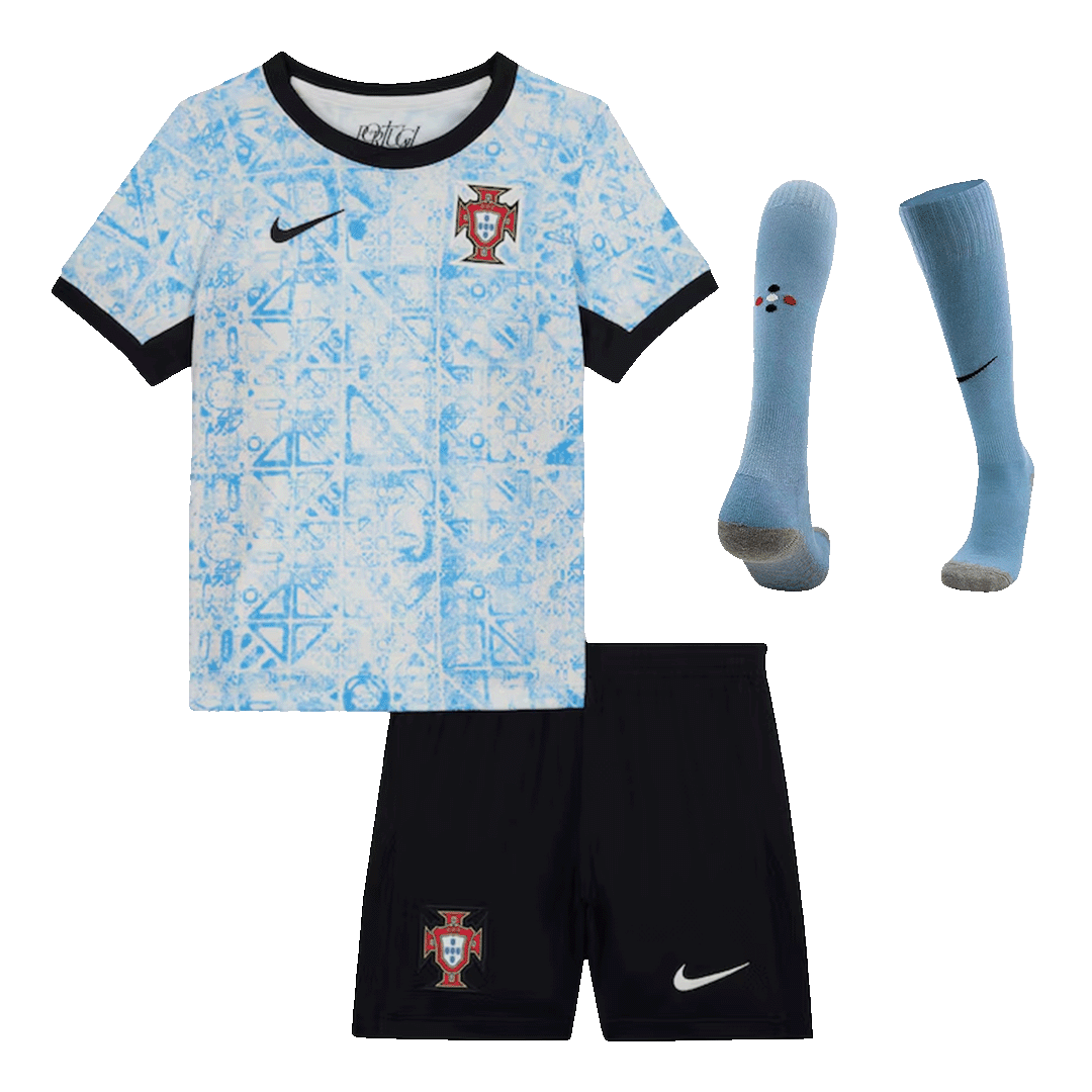 Portugal Away Kids Soccer Jerseys Full Kit EURO - gogoalshop