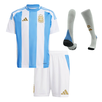 Argentina Home Kids Soccer Jerseys Full Kit Copa America - gogoalshop