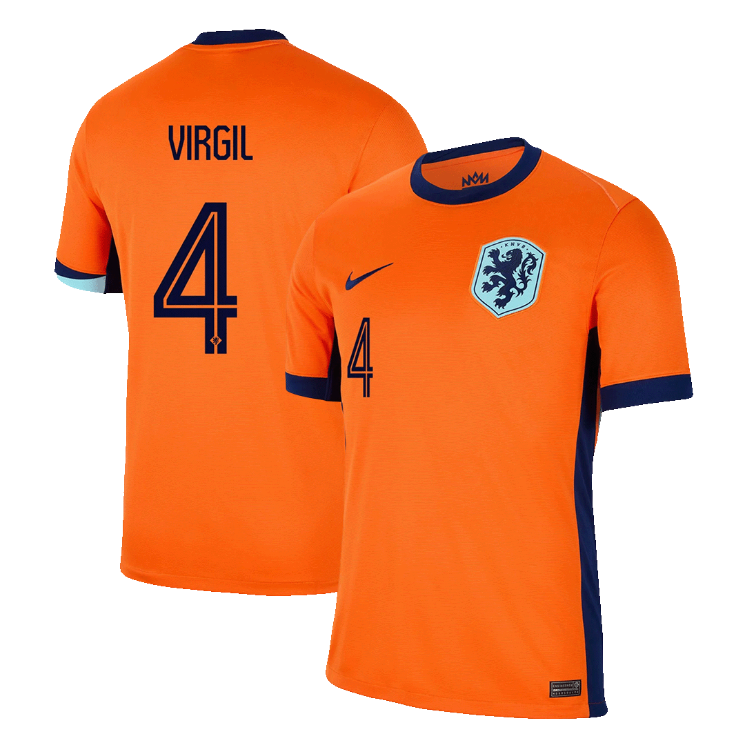 VIRGIL #4 Netherlands Home Soccer Jersey EURO - gogoalshop