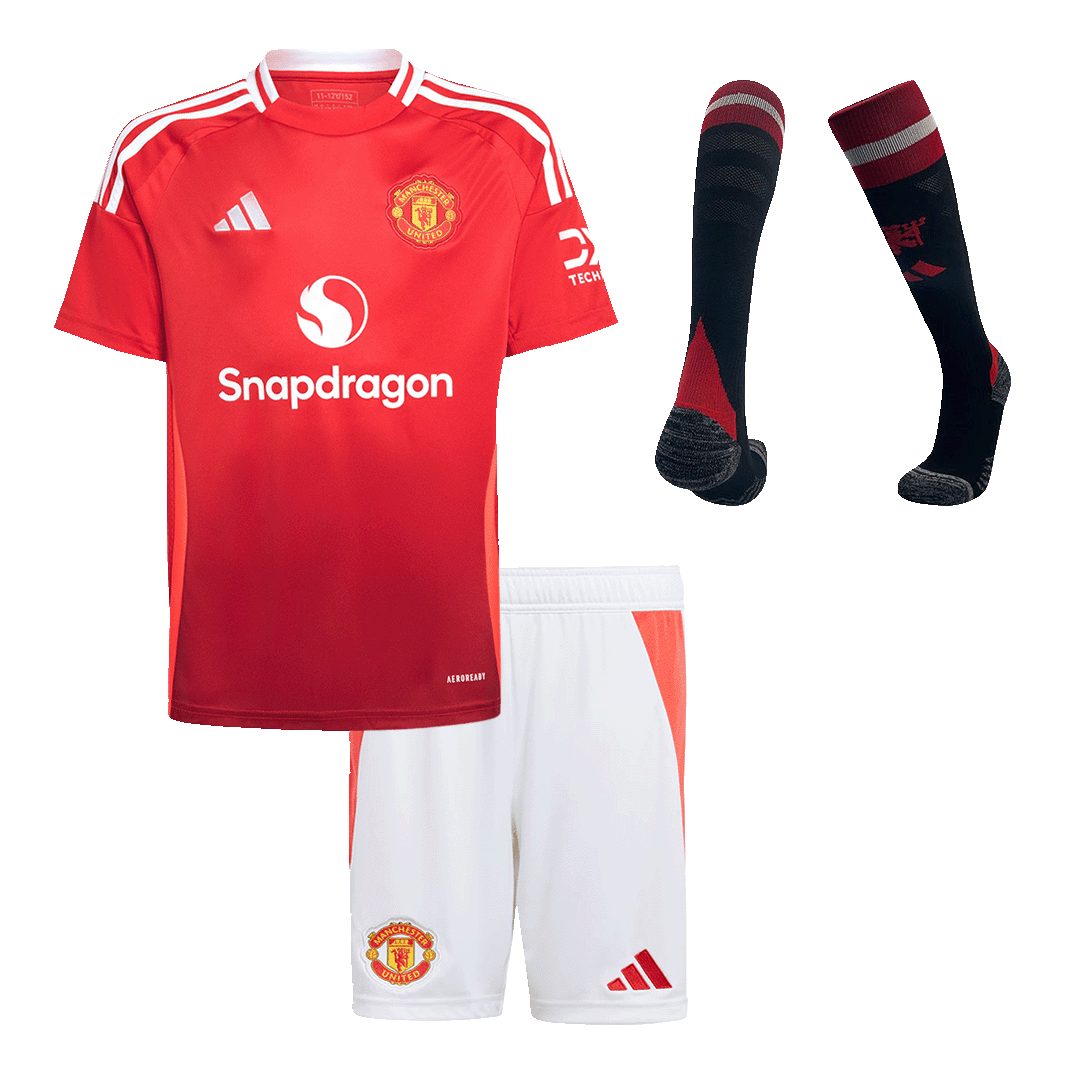 Manchester United Home Kids Soccer Jerseys Full Kit - gogoalshop