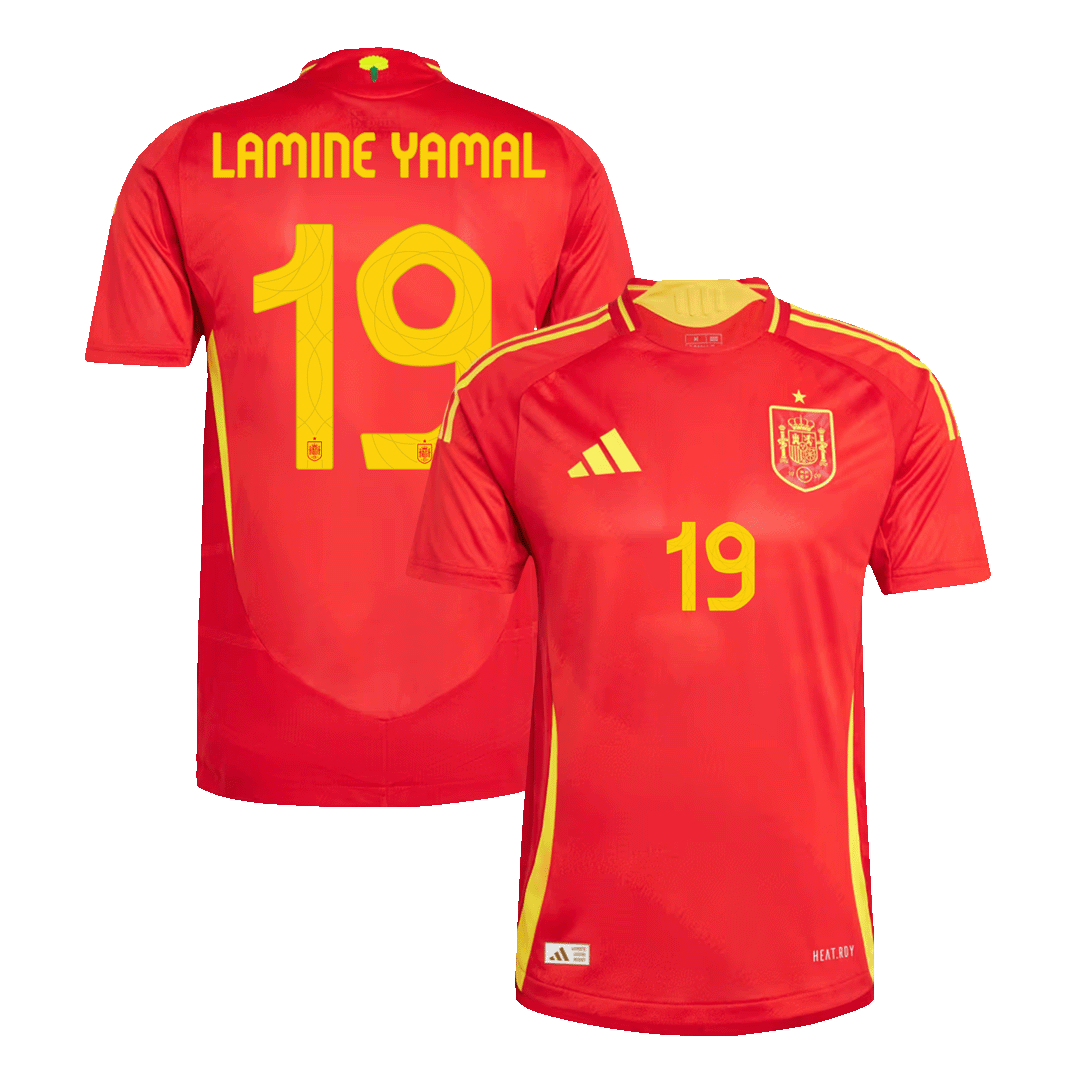 LAMINE YAMAL #19 Spain Home Authentic Soccer Jersey EURO - gogoalshop