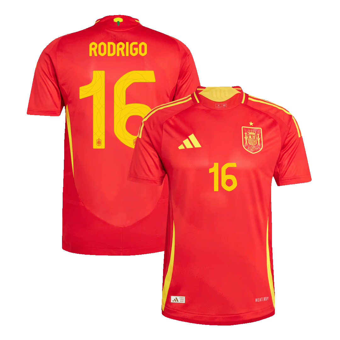 RODRIGO #16 Spain Home Authentic Soccer Jersey EURO - gogoalshop