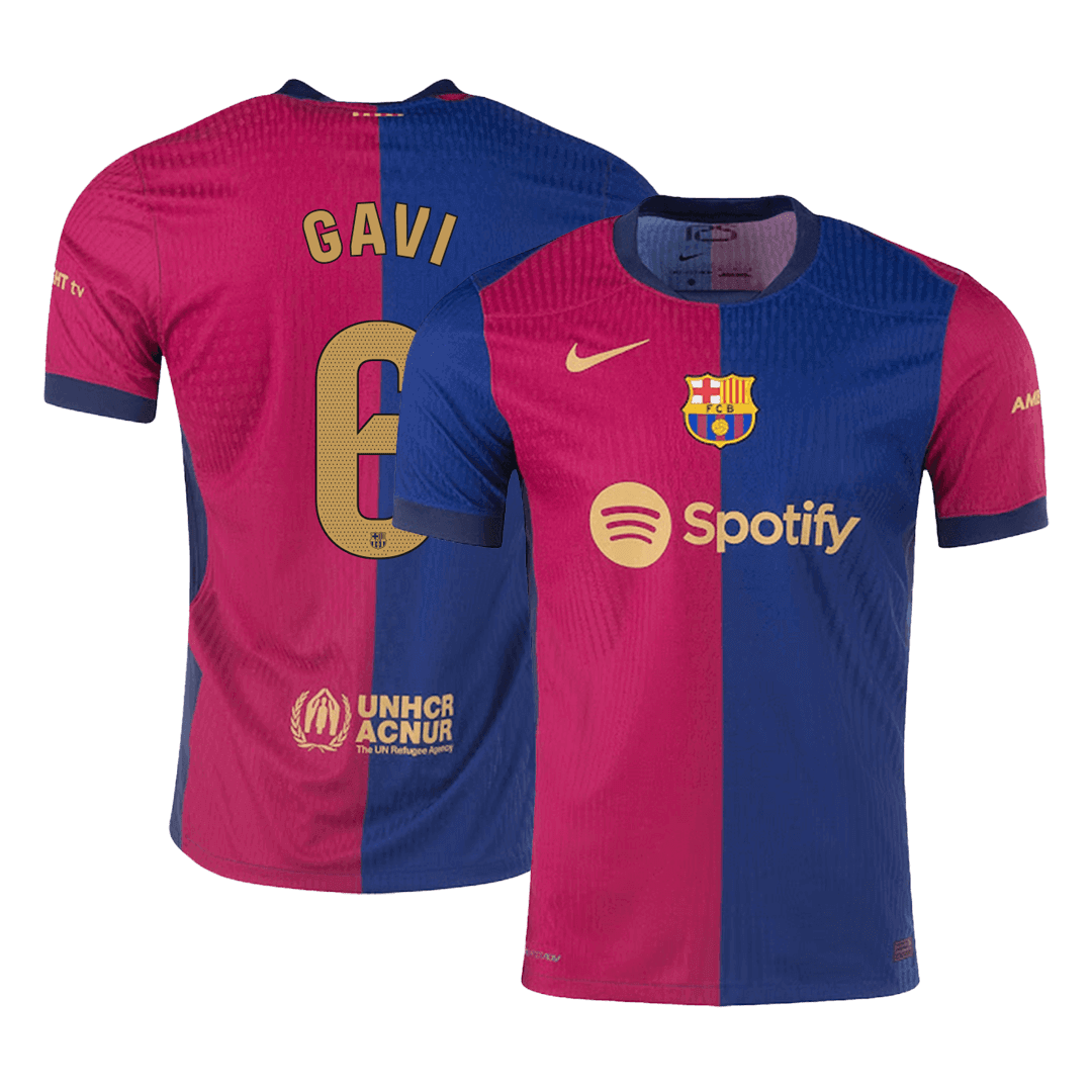 GAVI #6 Barcelona Home Authentic Soccer Jersey - gogoalshop