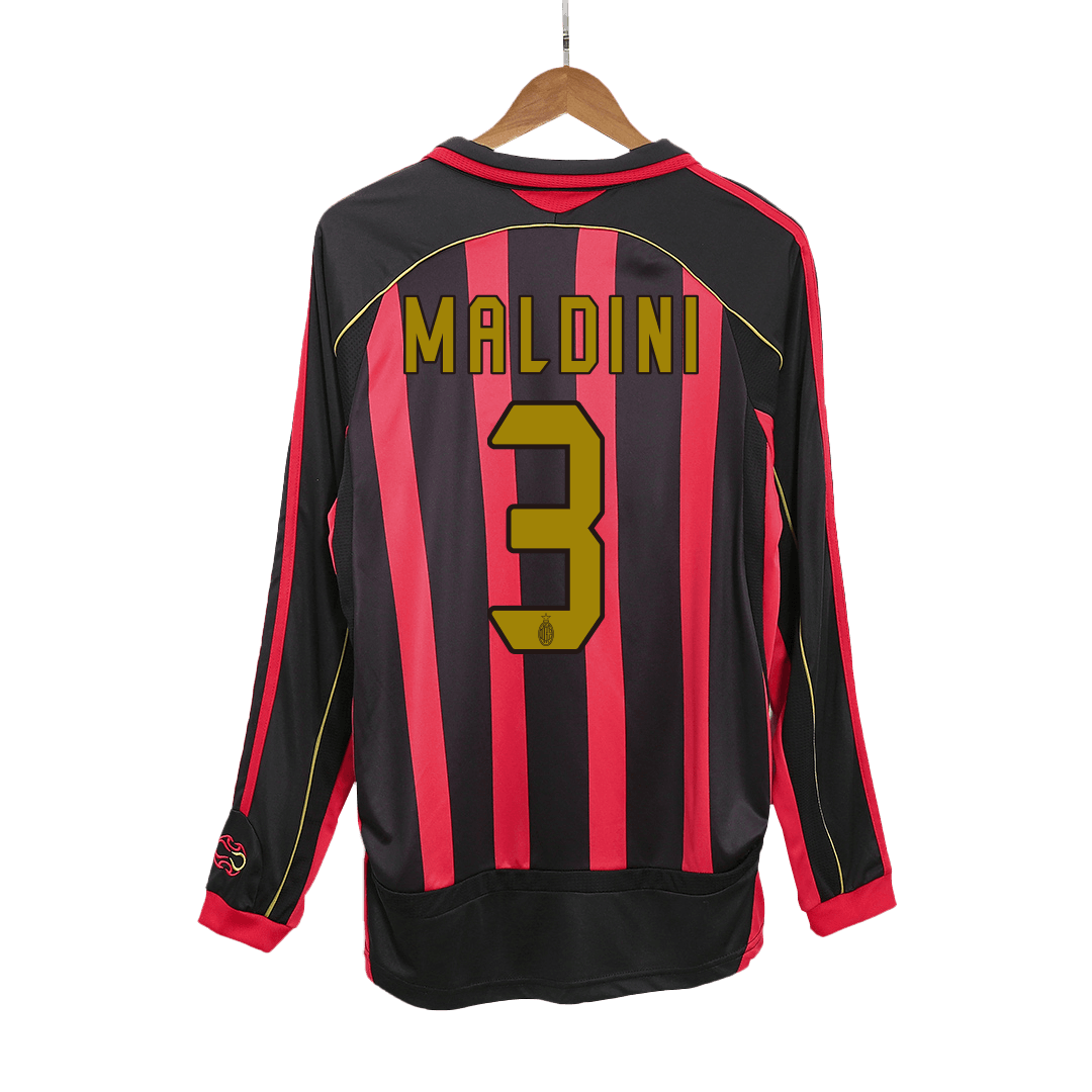 Retro Soccer Jersey MALDINI #3 AC Milan Home Long Sleeve 2006/07 - gogoalshop