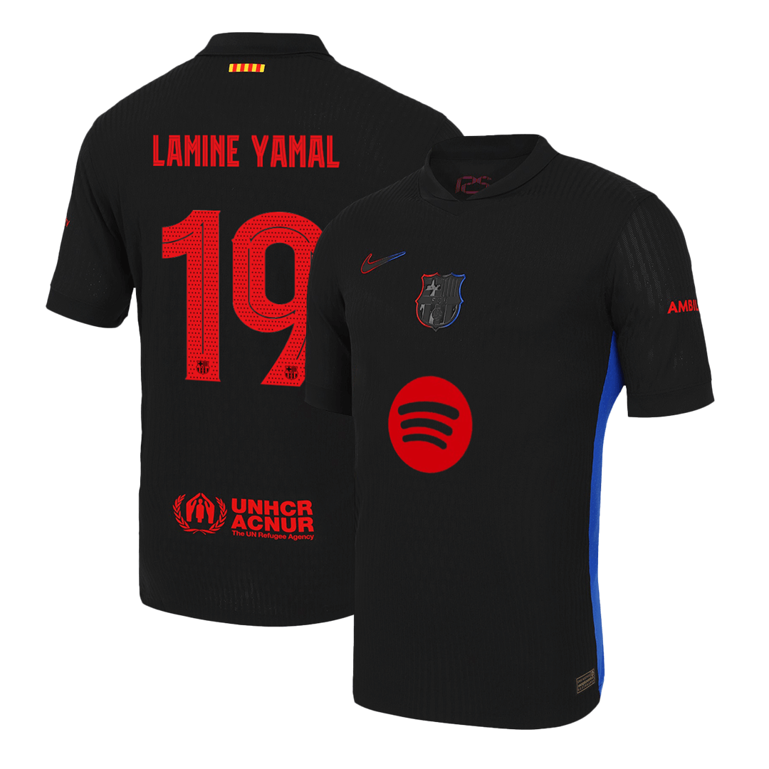 LAMINE YAMAL #19 Barcelona Away Authentic Soccer Jersey - UCL（Spotify Logo Without Text） - gogoalshop