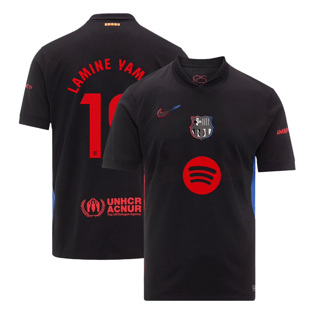 LAMINE YAMAL #19 Barcelona Away Soccer Jersey - Spotify Logo Without Text - gogoalshop