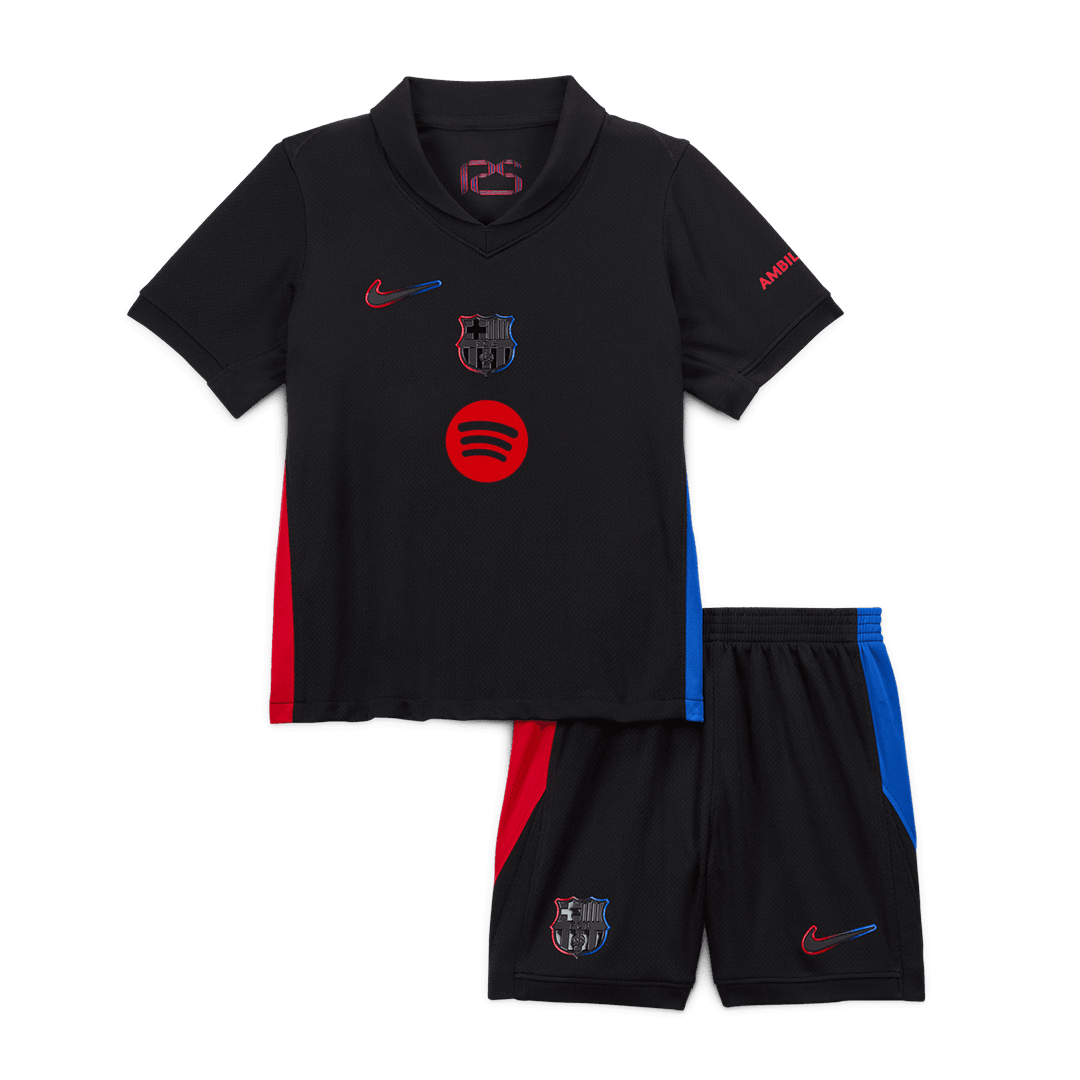 Barcelona Away Kids Soccer Jerseys Kit - Spotify Logo Without Text - gogoalshop