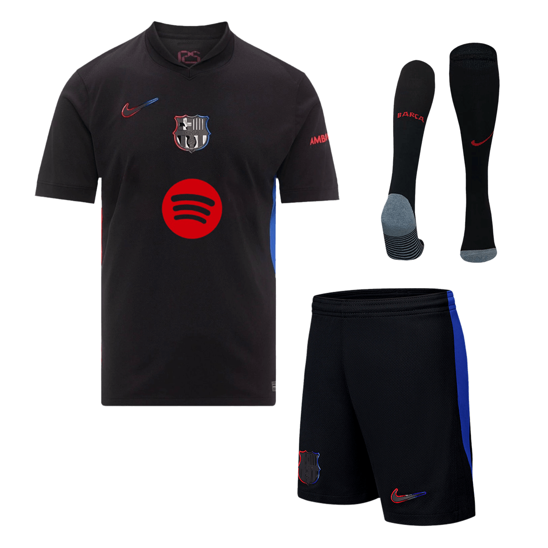 Barcelona Away Jerseys Full Kit - Spotify Logo Without Text - gogoalshop