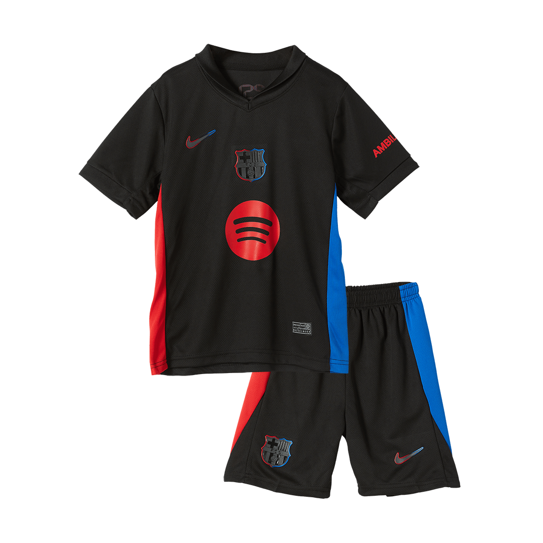 Barcelona Away Kids Soccer Jerseys Kit - Spotify Logo Without Text - gogoalshop