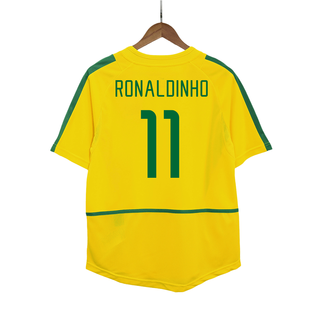 Vintage Soccer Jersey RONALDINHO 11 Brazil Home 2002 03 Gogoalshop