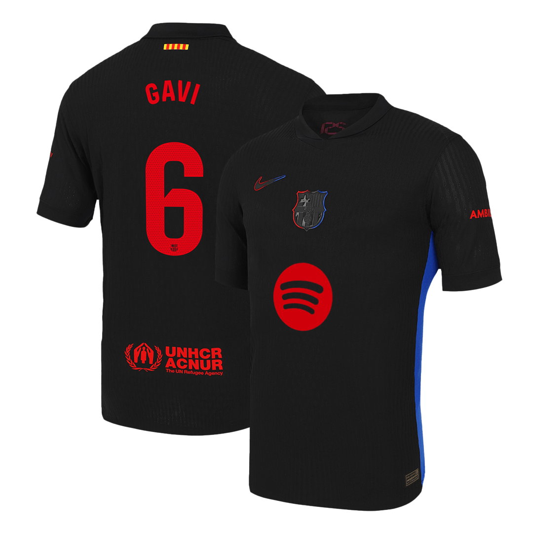 GAVI #6 Barcelona Away Authentic Soccer Jersey - Spotify Logo Without Text - gogoalshop