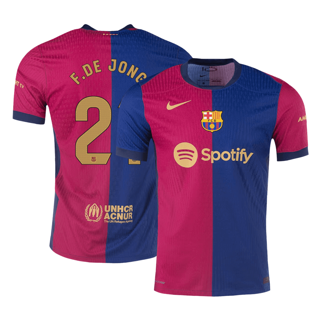 F.DE JONG #21 Barcelona Home Authentic Soccer Jersey - gogoalshop