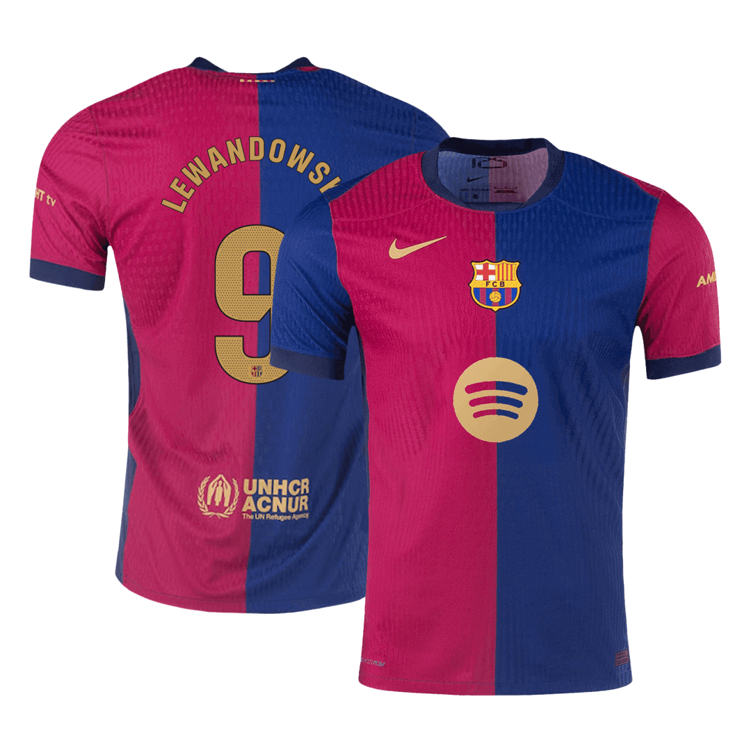 LEWANDOWSKI #9 Barcelona Home Authentic Soccer Jersey - Spotify Logo Without Text - gogoalshop