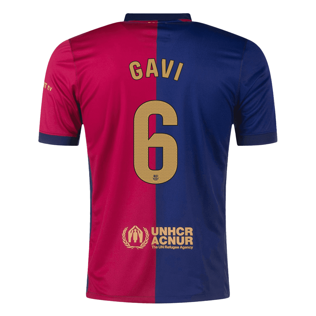 GAVI #6 Barcelona Home Soccer Jersey - Spotify Logo Without Text - gogoalshop