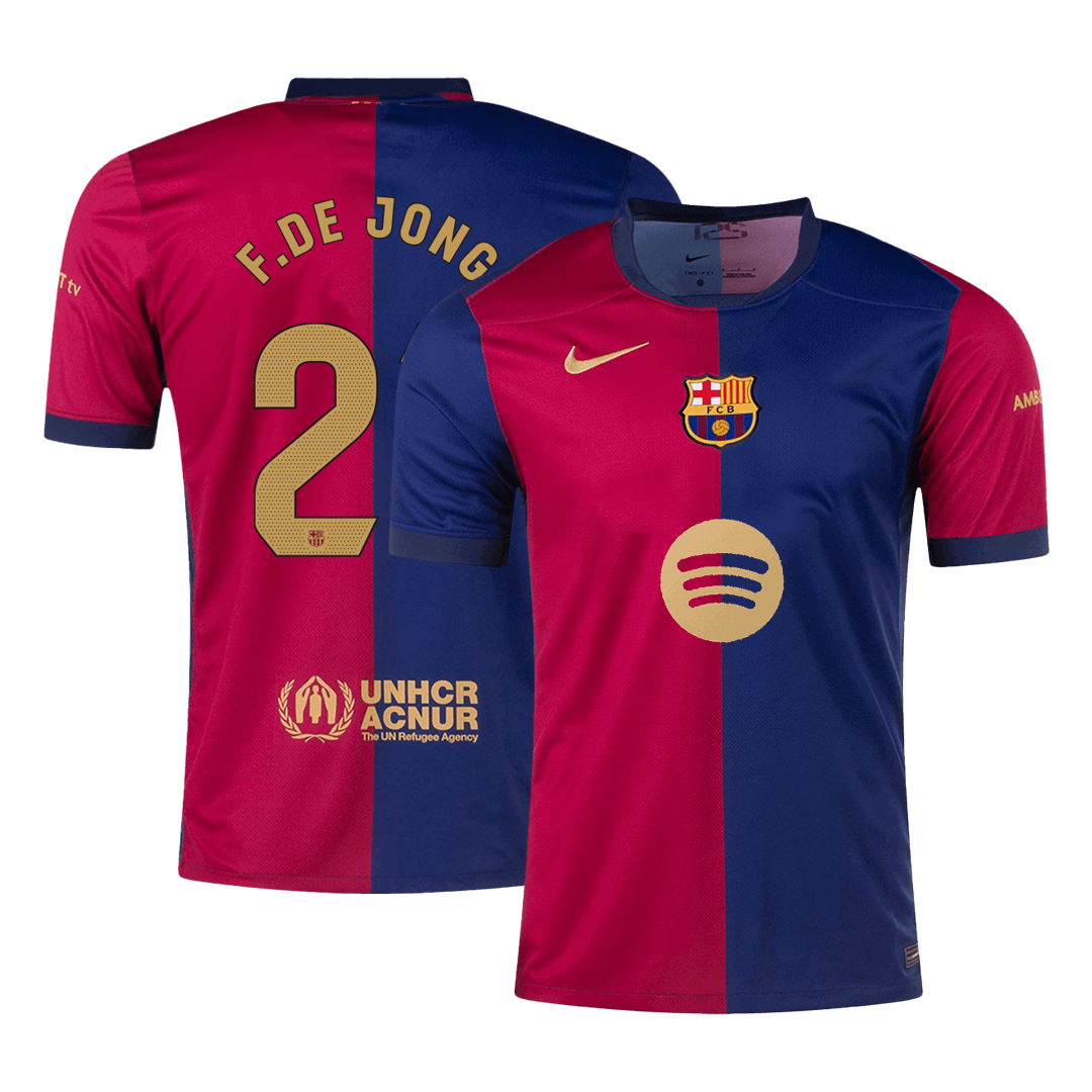 F.DE JONG #21 Barcelona Home Soccer Jersey - Spotify Logo Without Text - gogoalshop