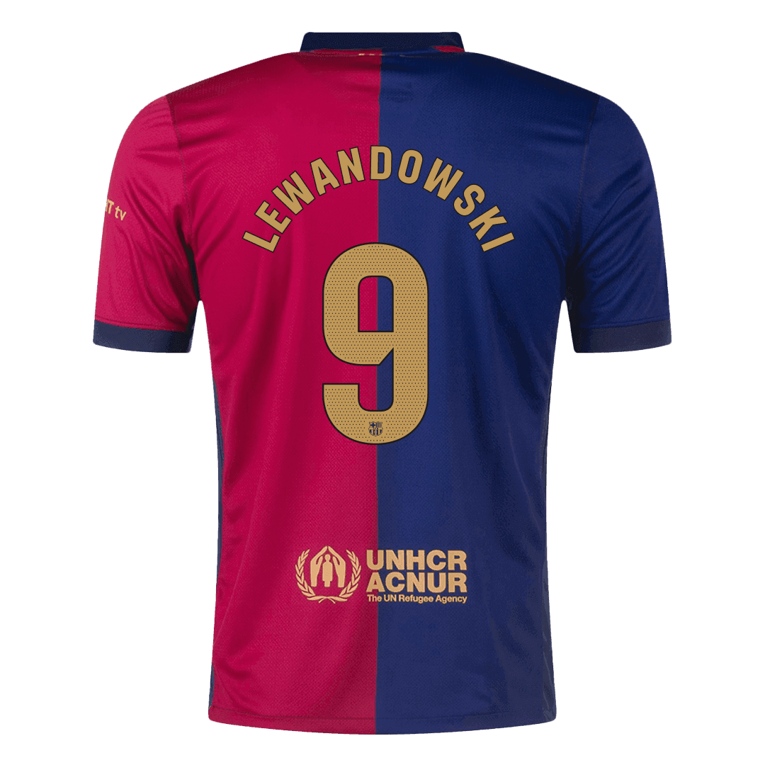 LEWANDOWSKI #9 Barcelona Home Soccer Jersey - Spotify Logo Without Text - gogoalshop