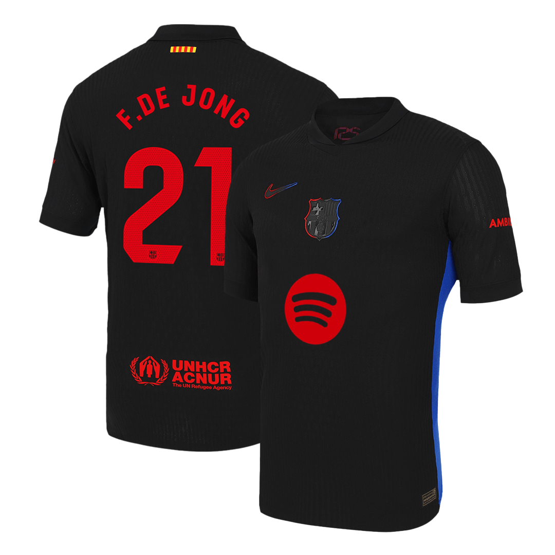F.DE JONG #21 Barcelona Away Authentic Soccer Jersey - Spotify Logo Without Text - gogoalshop