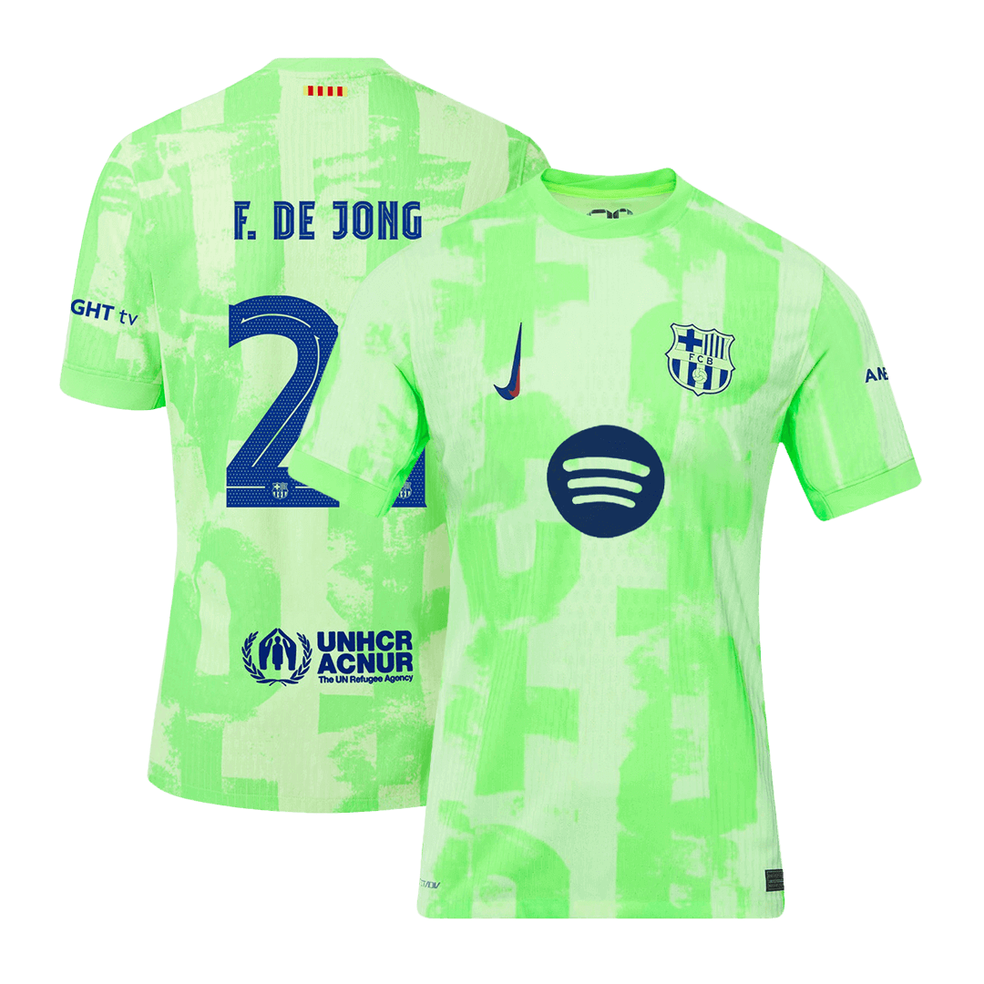 F.DE JONG #21 Barcelona Third Away  Authentic Soccer Jersey- UCL（Spotify Logo Without Text） - gogoalshop