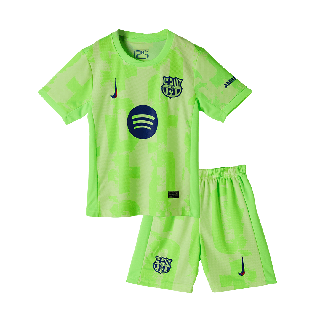Barcelona Third Away Kids Soccer Jerseys Kit - UCL (Spotify Logo Without Text) - gogoalshop