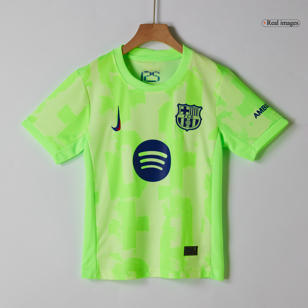 Barcelona Third Away Kids Soccer Jerseys Kit - UCL (Spotify Logo Without Text) - gogoalshop