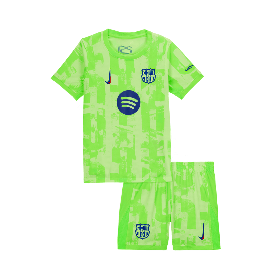 Barcelona Third Away Kids Soccer Jerseys Kit - UCL (Spotify Logo Without Text) - gogoalshop