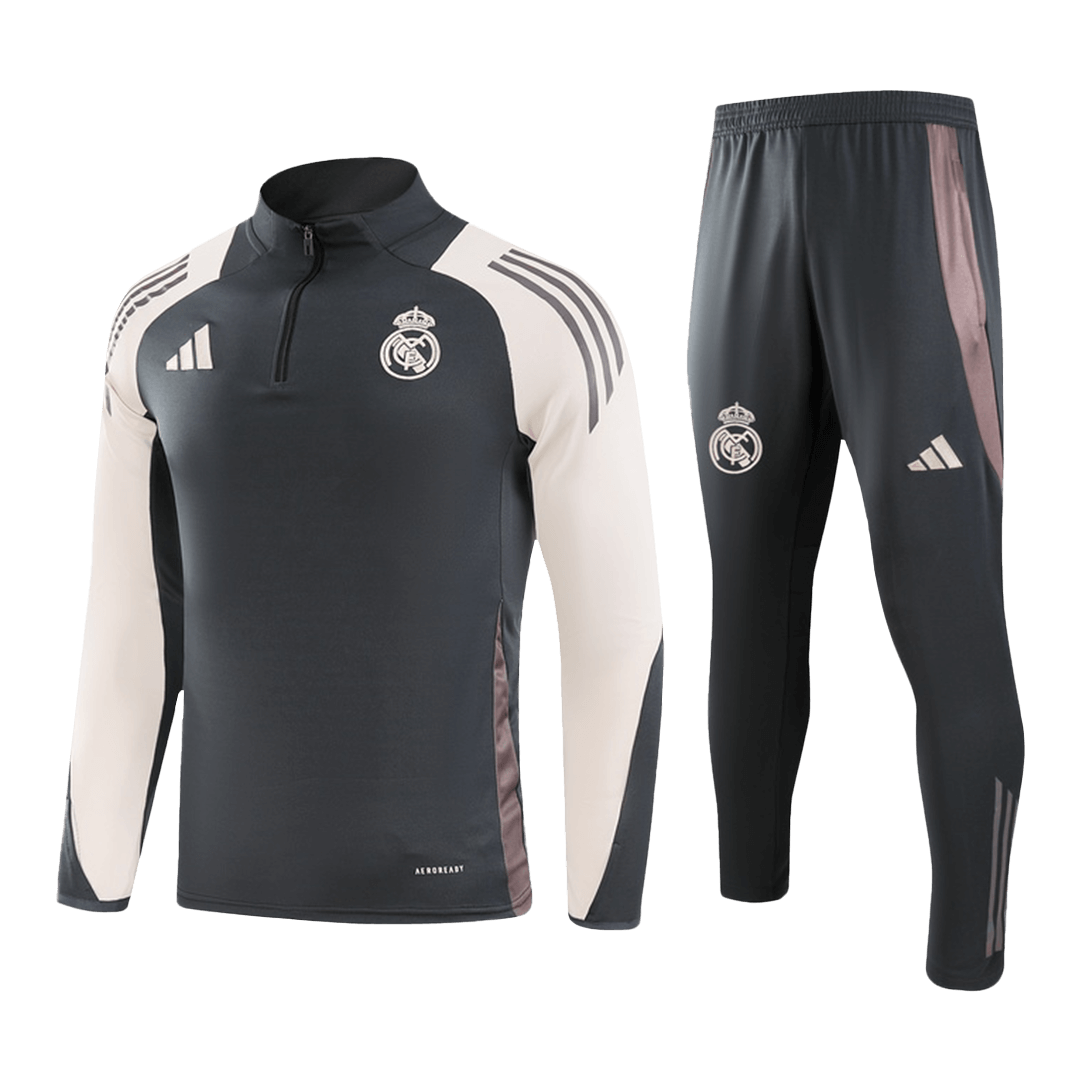 Real Madrid 1/4 Zip Tracksuit Gray - gogoalshop