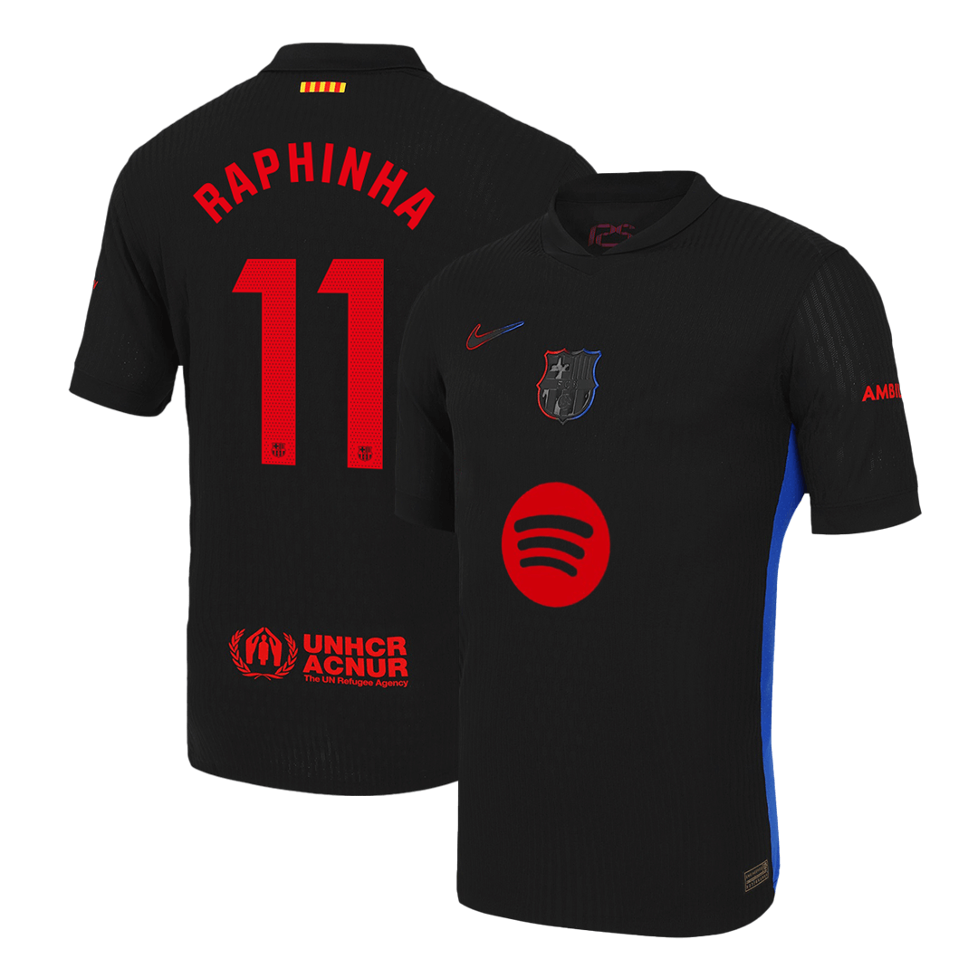RAPHINHA #11 Barcelona Away Authentic Soccer Jersey - Spotify Logo Without Text - gogoalshop