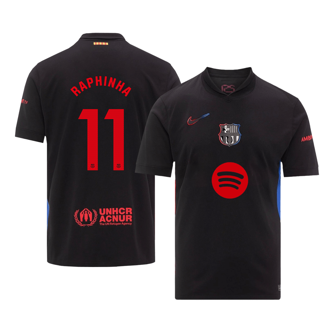 RAPHINHA #11 Barcelona Away Soccer Jersey - Spotify Logo Without Text - gogoalshop
