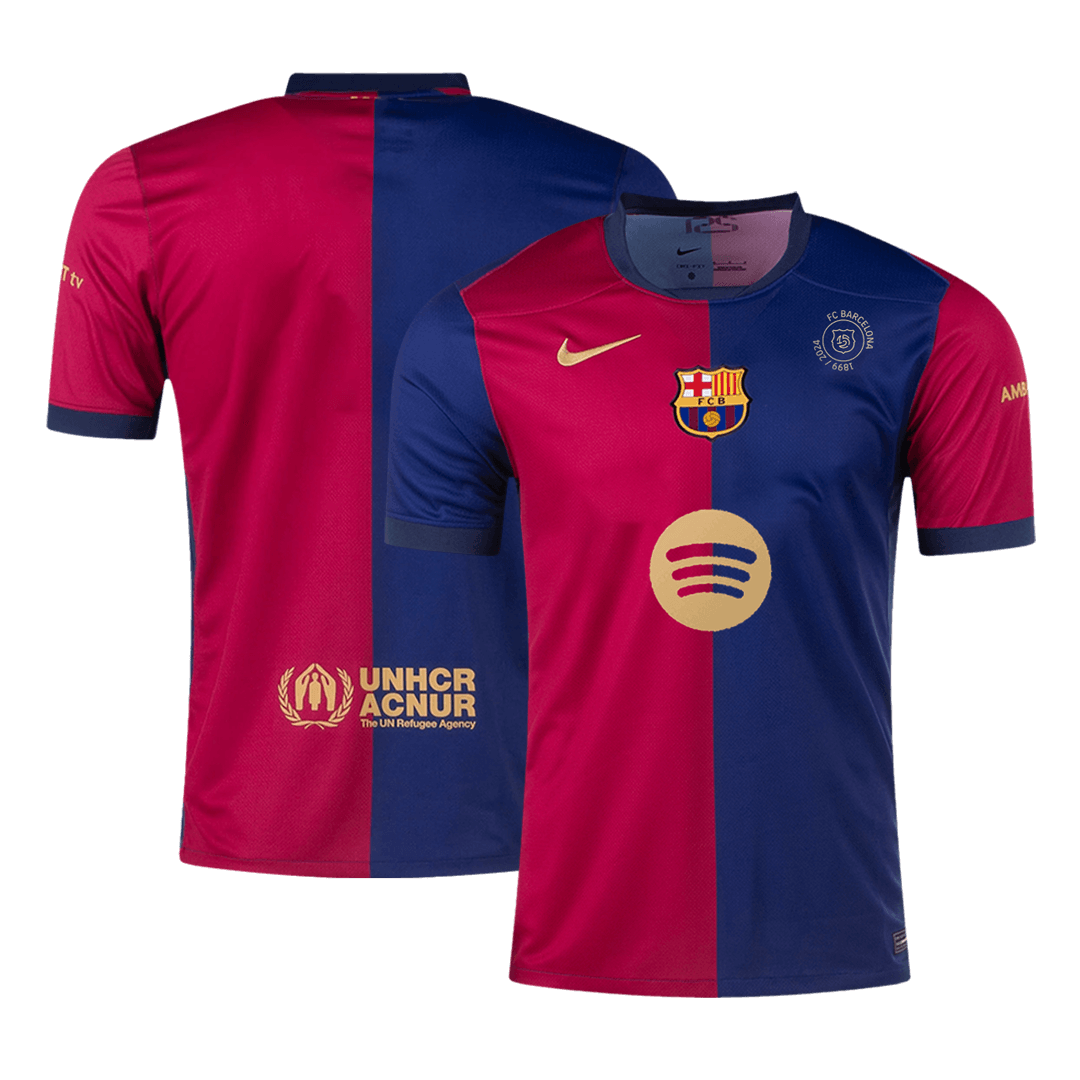 Barcelona Home Soccer Jersey - 125th Anniversary (Spotify Logo Without Text) - gogoalshop
