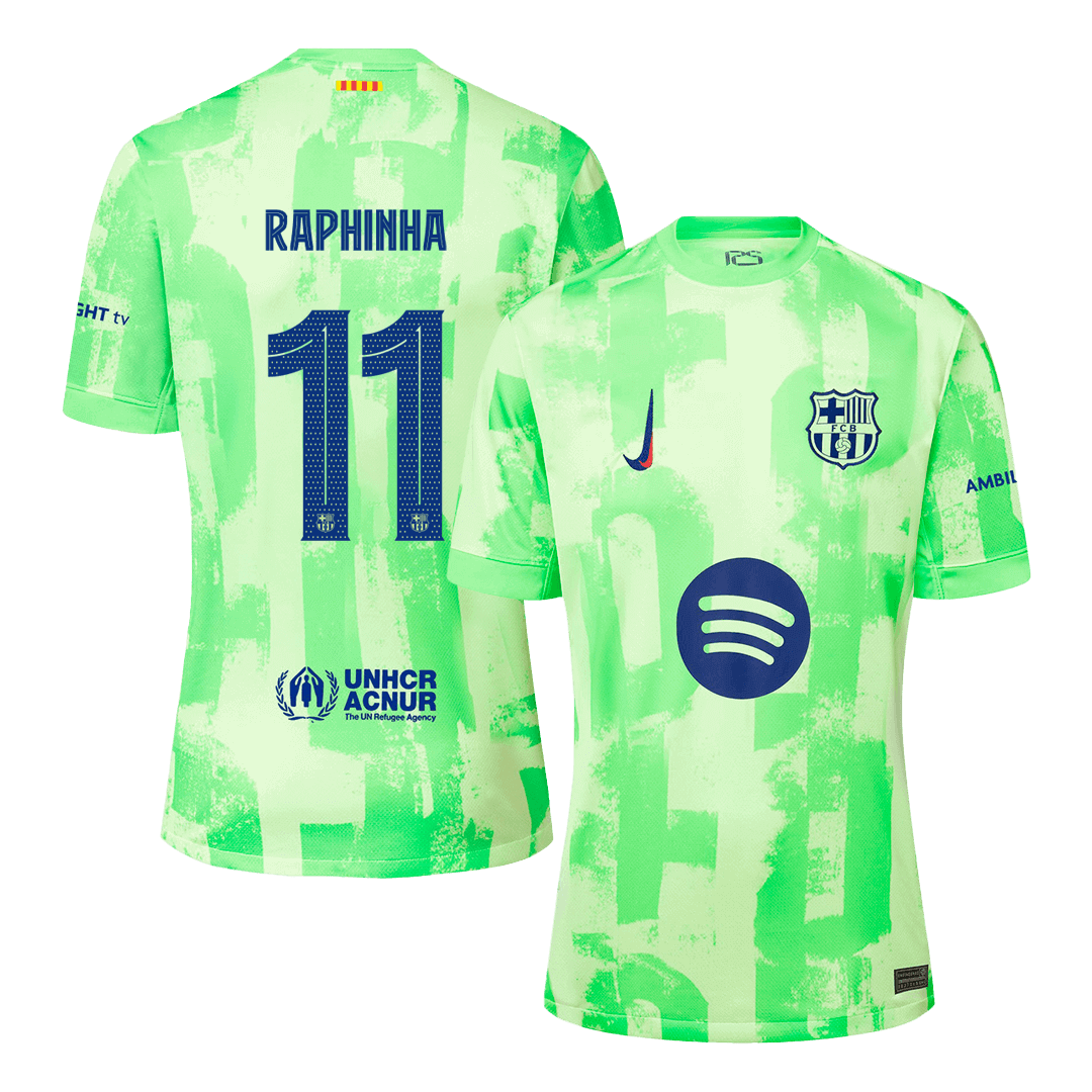 RAPHINHA #11 Barcelona Third Away Soccer Jersey - UCL（Spotify Logo Without Text） - gogoalshop