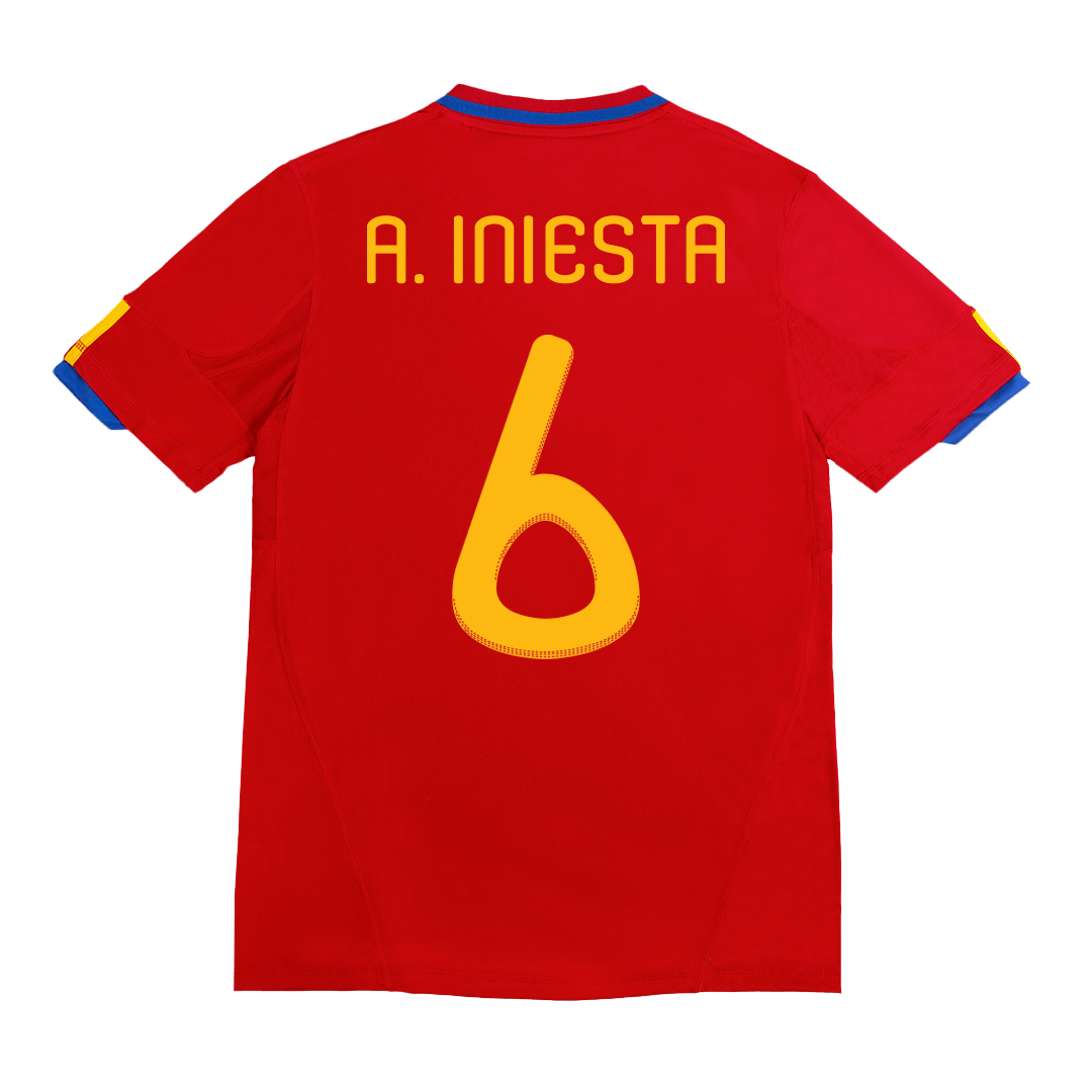 Retro Soccer Jersey A. INIESTA #6 Spain Home 2010 - gogoalshop