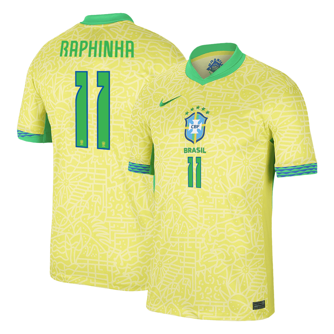 RAPHINHA #11 Brazil Home Soccer Jersey Copa America - gogoalshop