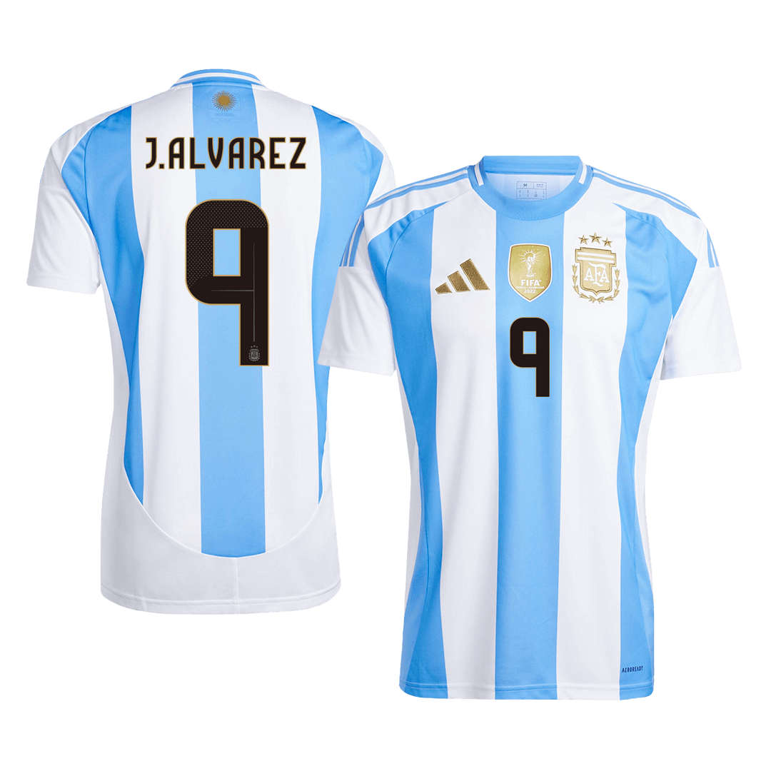 J.ALVAREZ #9 Argentina Home Soccer Jersey - gogoalshop